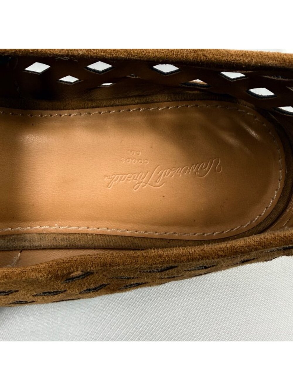 Womens Brown Cutout Mary Jane Flats Size 7.5 Textile Upper With Buckle Strap - Picture 5 of 7